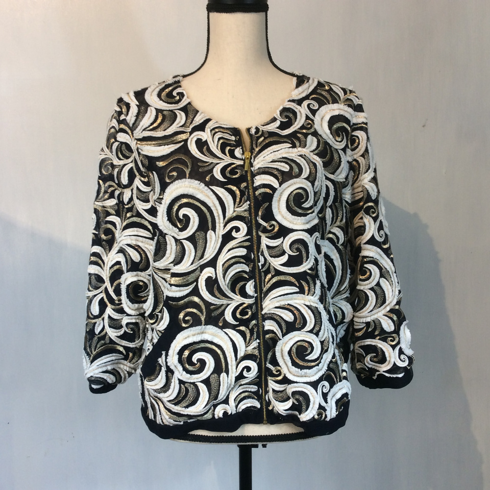 Chico's Travelers Evening Jacket Mesh with Metalli